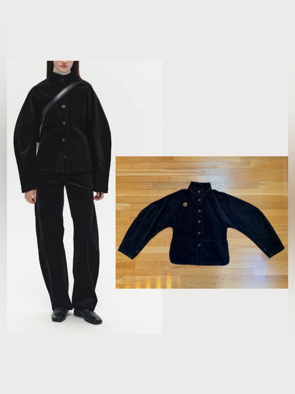 SOLD | Artisanal Corduroy Velvet Cotton Sculptural Jacket - Black - Size M/L